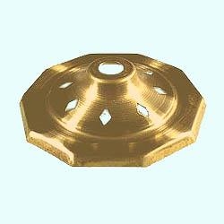 Lamp cap decagon, brass, with rhombus holes, Ø 80 mm